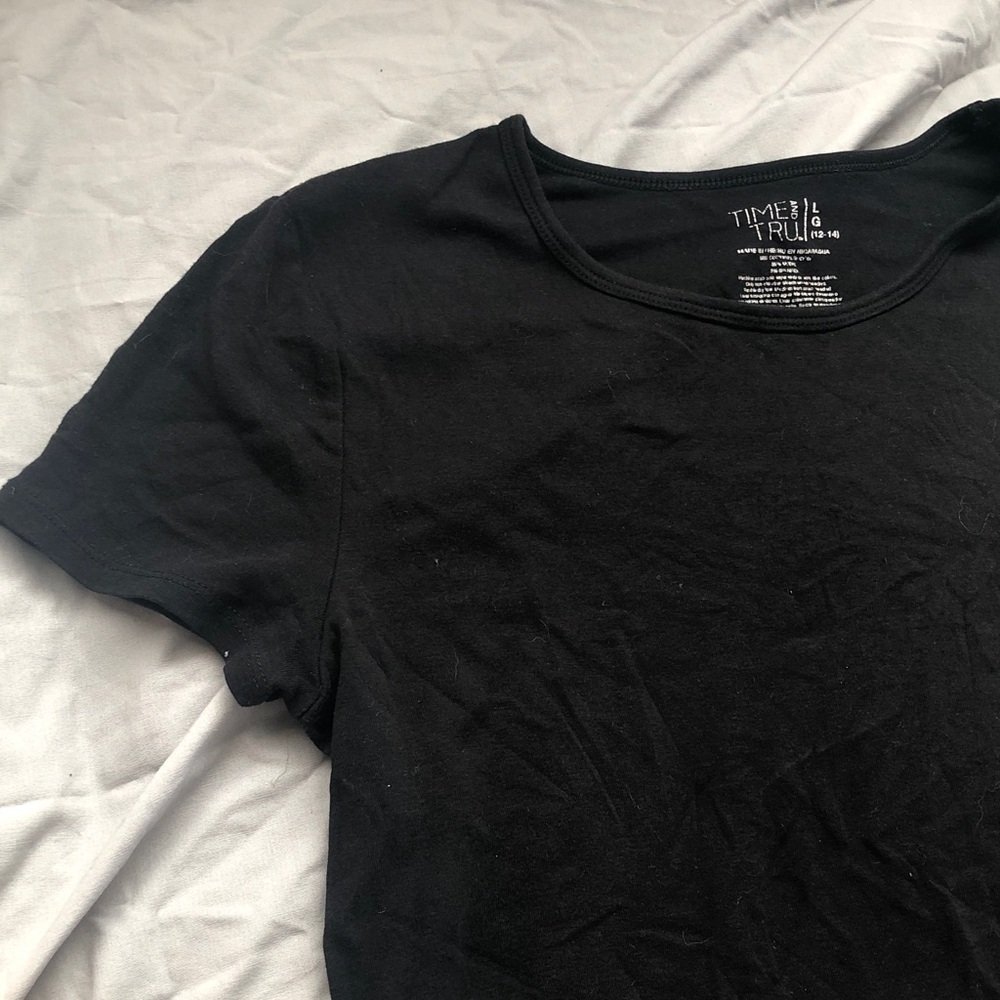Time and Tru Black Short Sleeve Crew Tee Women Size 12-14 Large - Picture 3 of 5